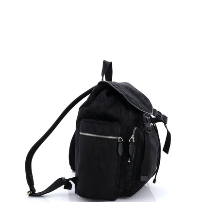 Valentino Garavani Double Buckle Backpack Toile Iconograph Nylon