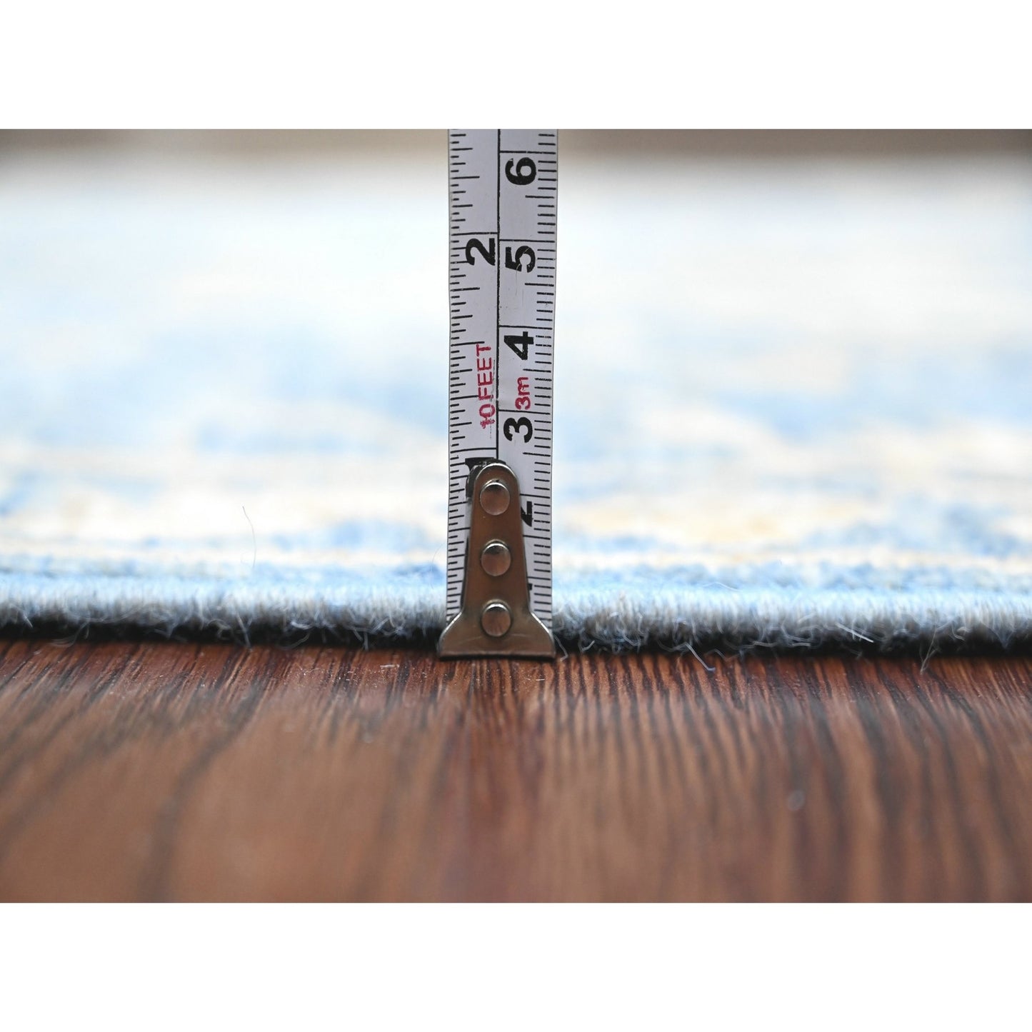 2'9"X11'5" Blue Washed Out Peshawar Wool Hand Knotted Runner Oriental Rug