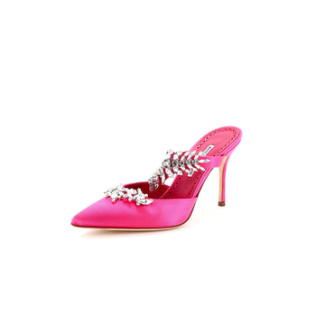 Manolo Blahnik Women'S Lurum Heeled Mules Satin 90