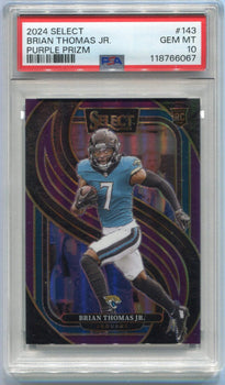 Brian Thomas Jr 2024 Panini Select Purple Prizm Rc #143 46/75 Psa Graded 10