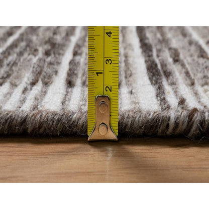 9'1"X12' Brown Modern Plain Decor Box Design Loomed Knotted Soft Wool Rug