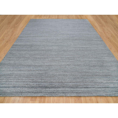 12'X15' Arsenic Gray Modern Striae Design Wool Hand Loomed Oversized Rug