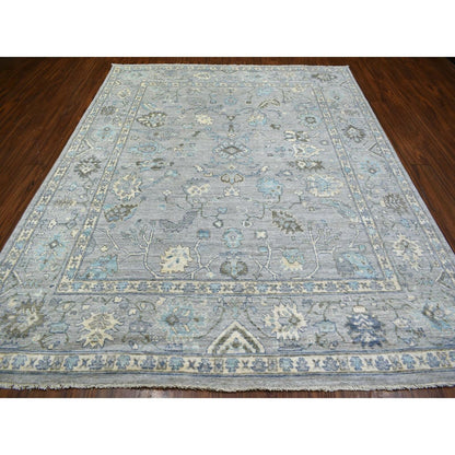 8'1"X10'4" Gray Angora Oushak All Over Motifs Wool Hand Knotted Rug