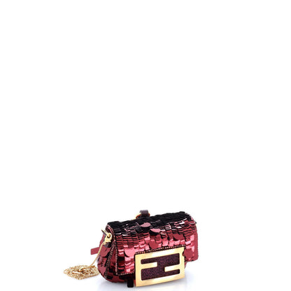 Fendi Chain Baguette Charm Bag Sequins Nano