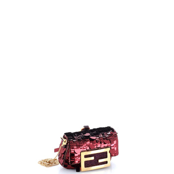 Fendi Chain Baguette Charm Bag Sequins Nano
