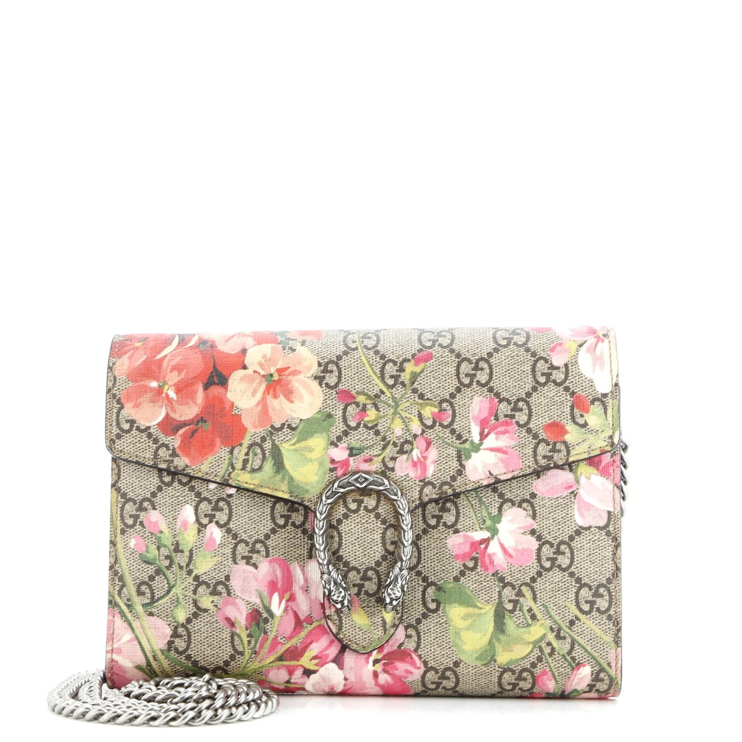 Gucci Dionysus Chain Wallet Blooms Print Gg Coated Canvas Small