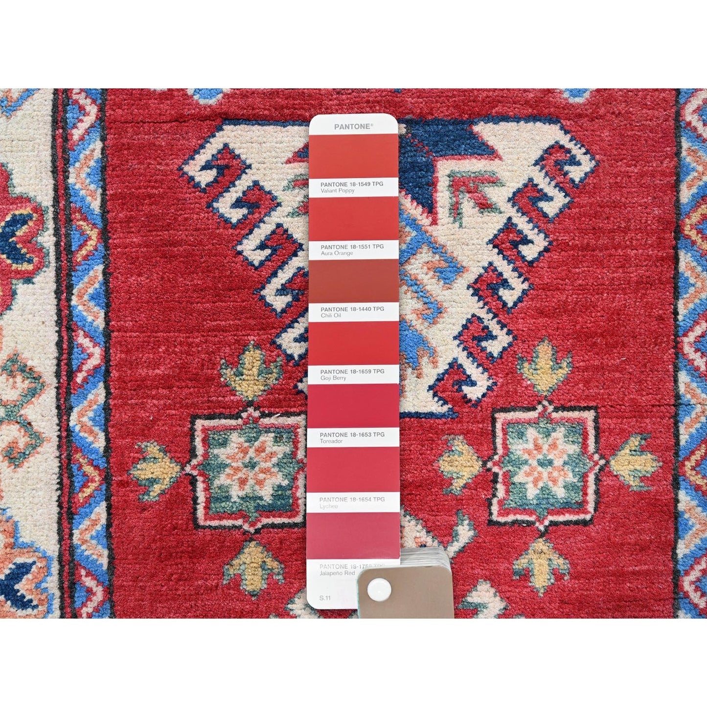 2'9"X12'10" Chili Red Kazak Hand Knotted Soft Wool Runner Oriental Rug