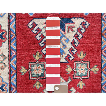 2'9"X12'10" Chili Red Kazak Hand Knotted Soft Wool Runner Oriental Rug