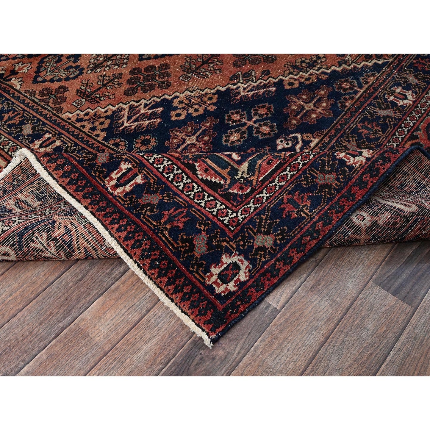 9'X12'5" Copper Red Vintage Zoroastrian Hand Knotted Pure Wool Clean Rug