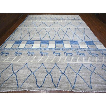 11'9"X15'7" Gray Wool Hand Knotted Moroccan Berber Design Oversized Rug