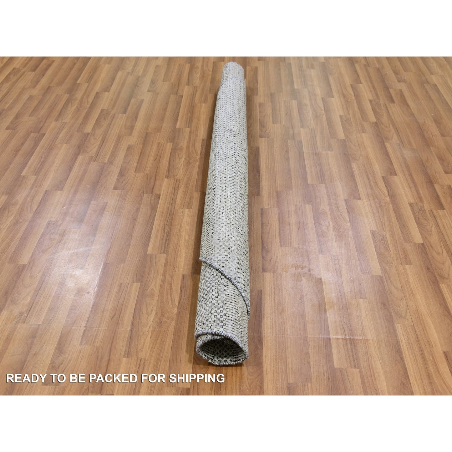 6'X6' Perfect Gray Undyed Wool Grass Design Hand Knotted Round Rug