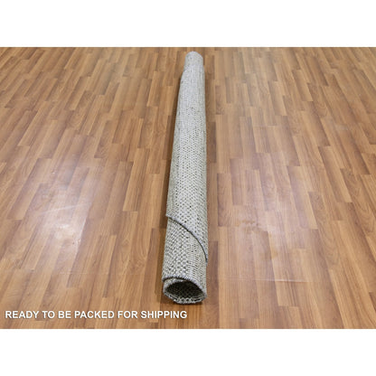 6'X6' Perfect Gray Undyed Wool Grass Design Hand Knotted Round Rug