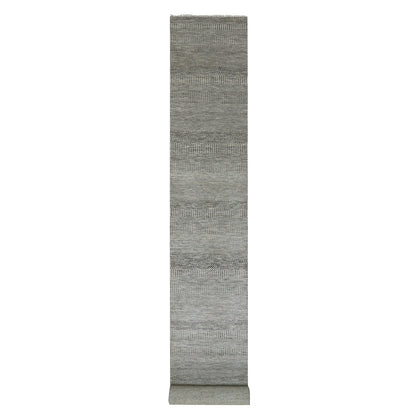 2'7"X18'4" Sabre Gray Modern Undyed Grass Wool Xl Runner Oriental Rug