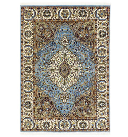 Hand-Knotted Kirman Oriental Rug 6X8 Ft Blue