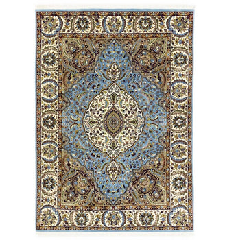 Hand-Knotted Kirman Oriental Rug 6X8 Ft Blue