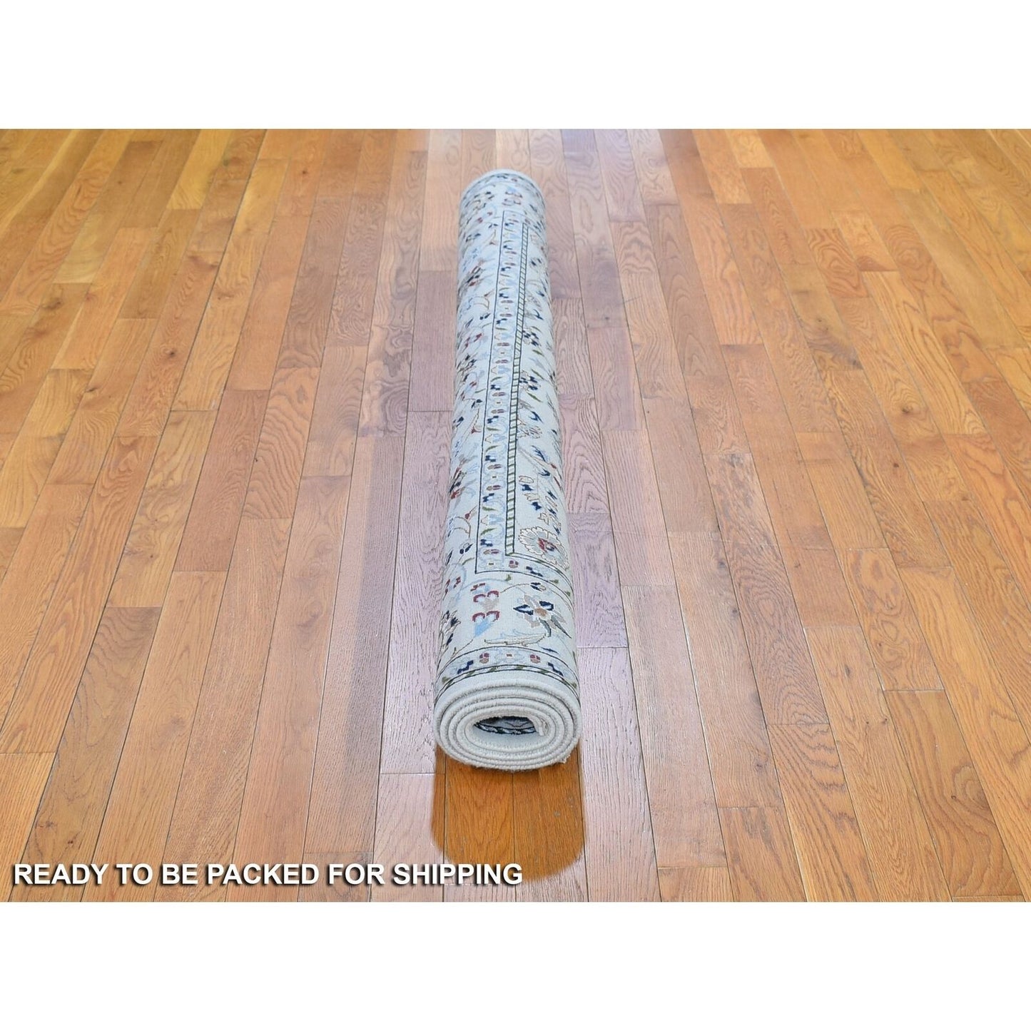 6'1"X6'1" Ivory Wool 250 Kpsi All Over Flower Design Nain Hand Knotted Rug