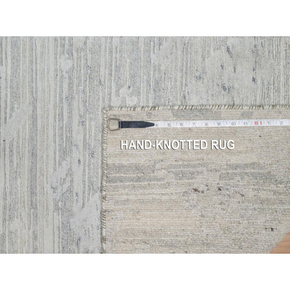 2'6"X15'9" Gray Undyed Natural Wool Hand Knotted Modern Xl Runner Rug