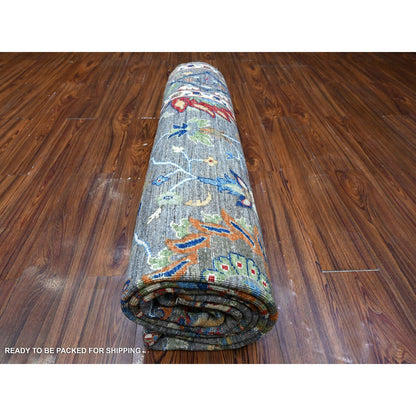 8'1"X10' Gray Aryana Ziegler Mahal Hand Knotted Shiny Wool Oriental Rug
