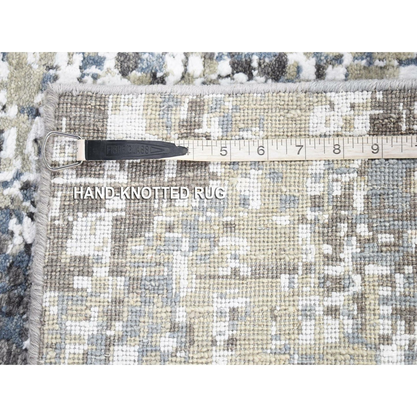 2'6"X10'1" Beige Modern Abstract Design Hand Knotted Pure Wool Runner Rug