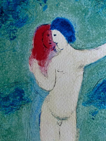 Marc Chagall Lithograph ' The Kiss ' Coa Hand-Signed Pen Hand-Numbered