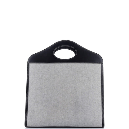 Burberry Logo Pocket Tote Canvas With Leather Medium