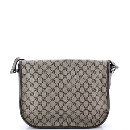 Gucci Double Buckle Messenger Bag Gg Coated Canvas Medium