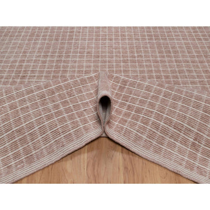 8'1"X10' Rose Pink Modern Plain Decor Box Design Loomed Knotted Wool Rug