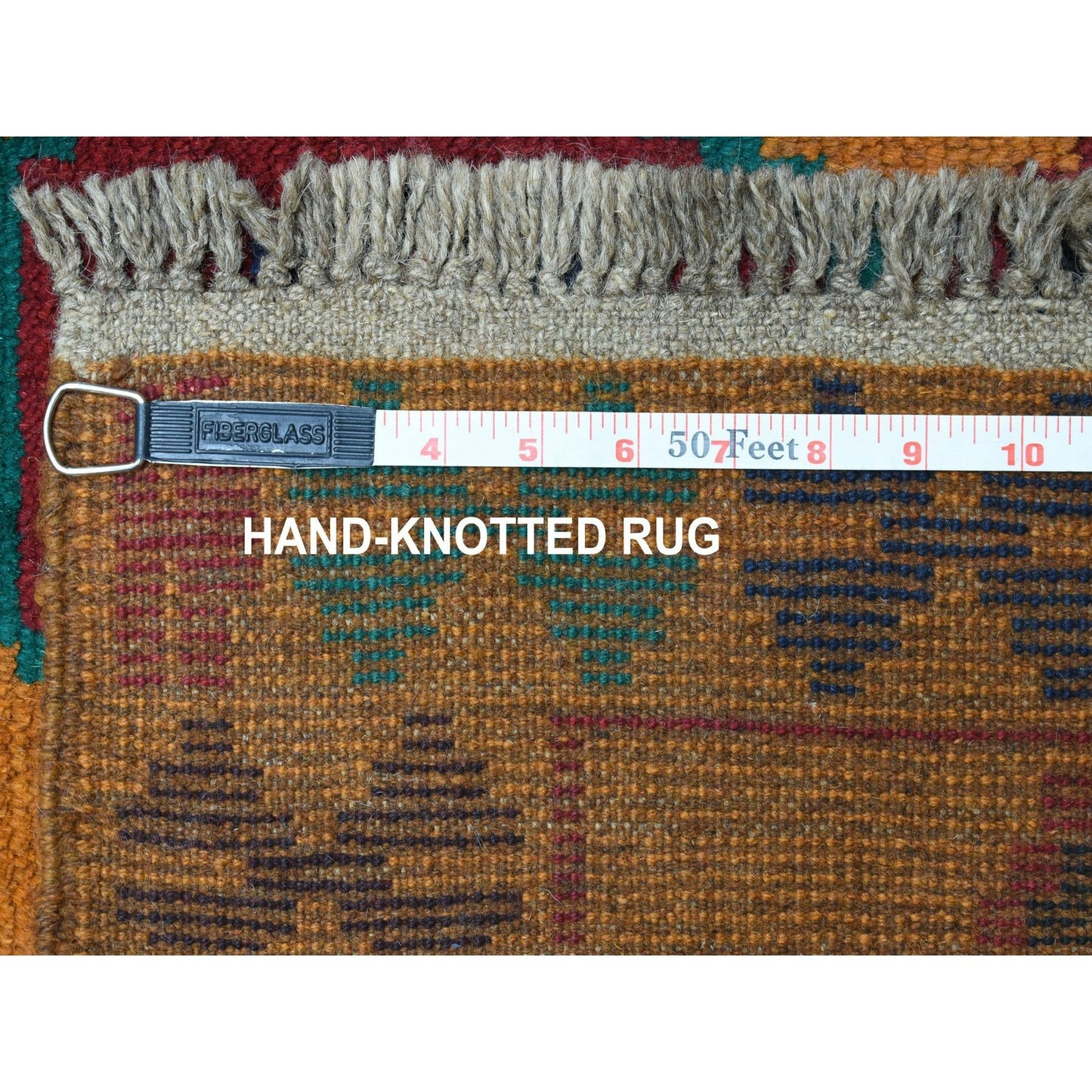 6'X7'10" Geometric Design Hand Made Wool Colorful Afghan Tribal Rug