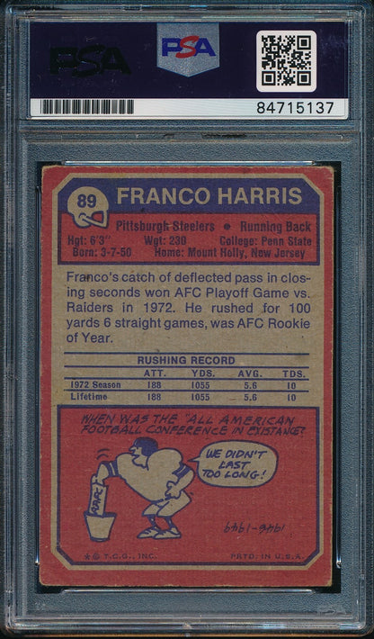 1973 Topps Rookie Franco Harris Hof #89 Card