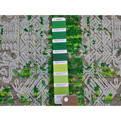 6'X9'4" Jewellery Design Sari Silk With Wool Colorful Hand Knotted Rug