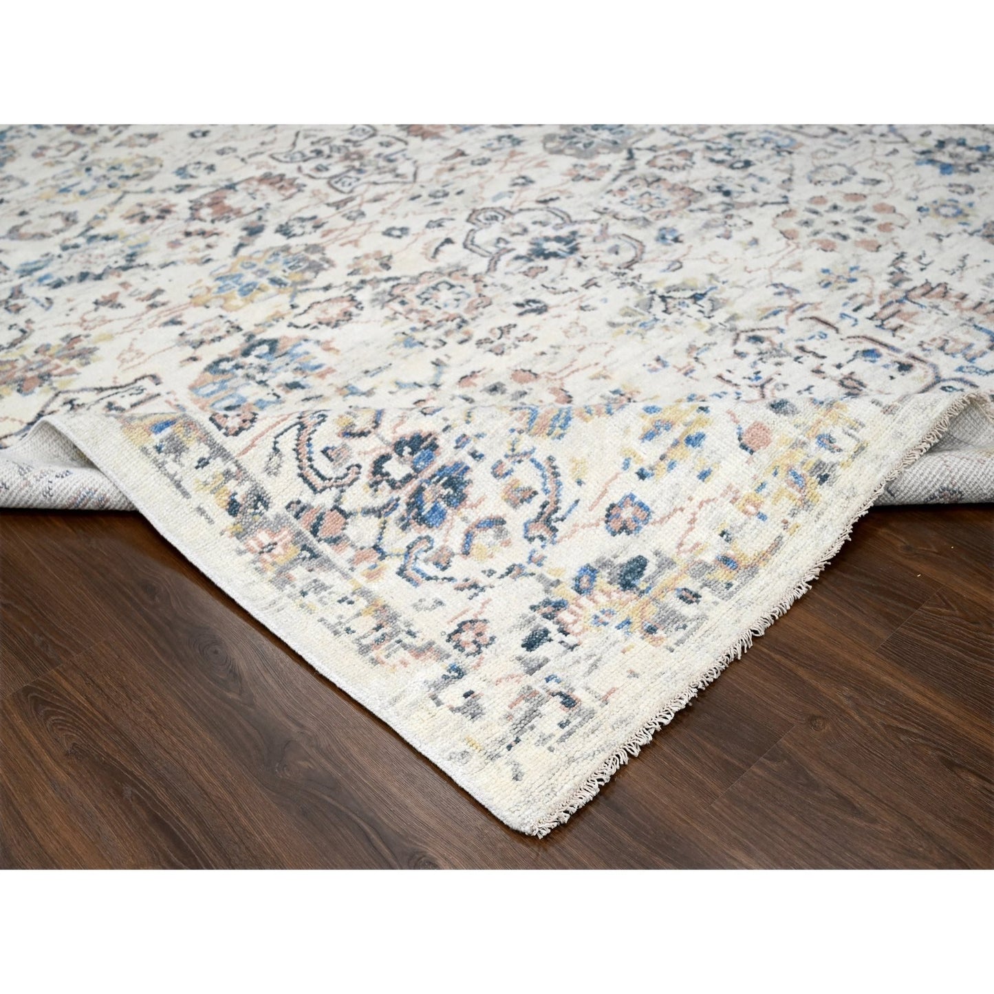 9'9"X14' Ivory Wool Hand Knotted Supple Mahal Design Oriental Rug