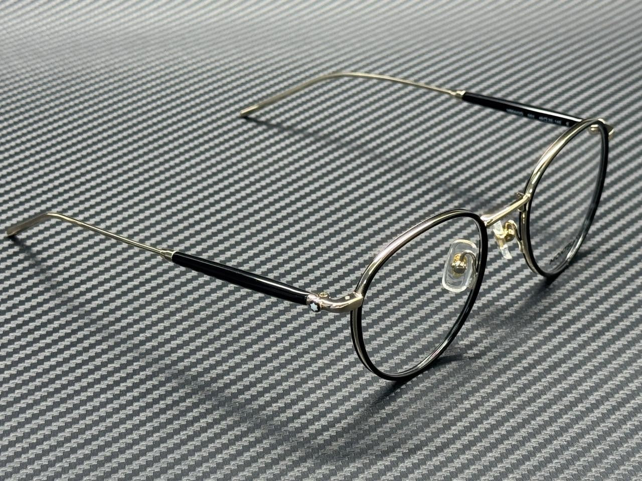 MONT BLANC MB0442O 001 Black Gold Men's 49 mm Small Eyeglasses