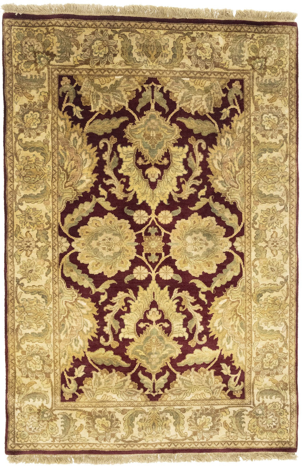 Thick handmade pile carpet agra jaipur oriental design floral decor ft 4x6