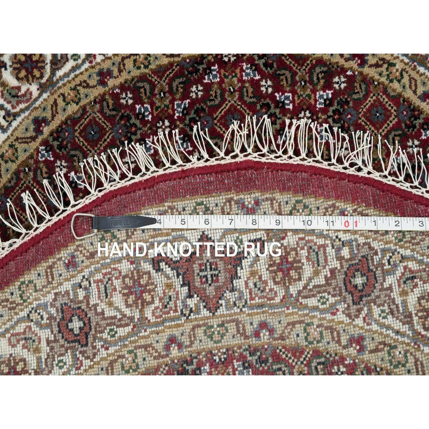 3'4"X3'4" Red Tebraz Design Wool Hand 175 Kpsi Knotted Round Rug