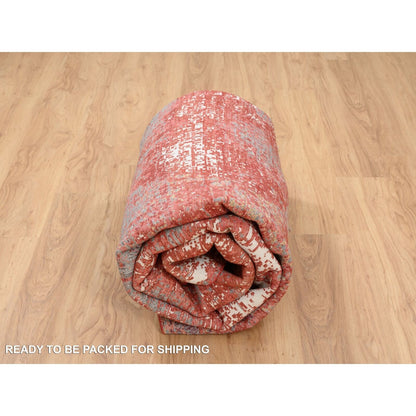 8'X10' Red Modern Design Wool And Silk Hand Knotted Rug