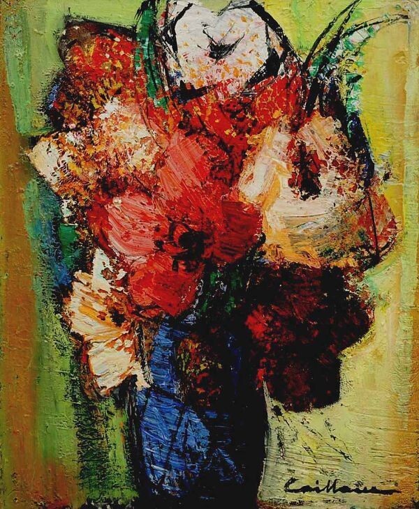 Rodolphe Caillaux (France) Original Painting Oil On Canvas Signed Framed Flower