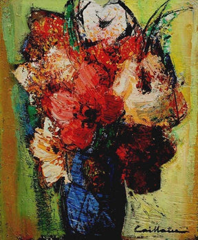 Rodolphe Caillaux (France) Original Painting Oil On Canvas Signed Framed Flower