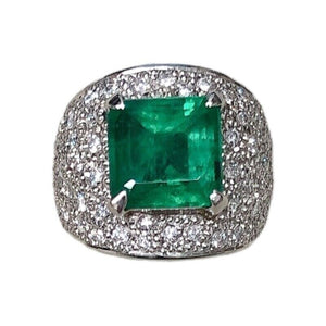 Rings Emerald Diamond Platinum Pt900