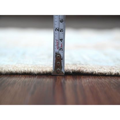 2'9"X9'6" Brown Angora Oushak Leaf Design Hand Knotted Wool Runner Rug