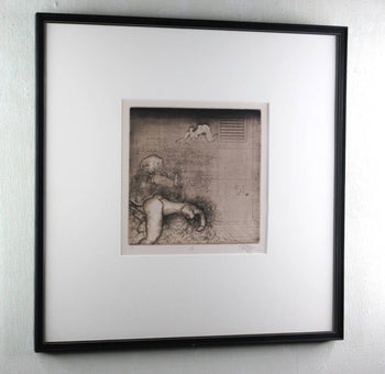 Jorg Schmeisser 1972 Original Etching Print Pencil Singed Framed