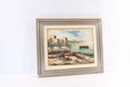 Alberto Corsini Napoli Harbor View Signed Original Oil Painting Italian Sea