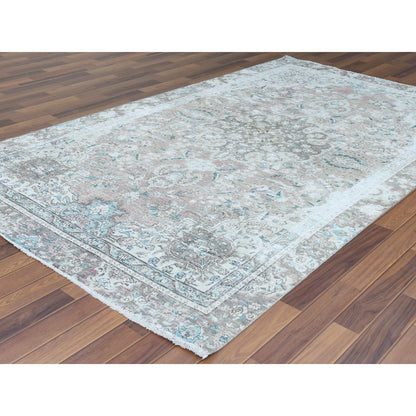 5'10"X9'5" Red Pure Wool Bohemian Farsian Tebraz Medallion Design Rug