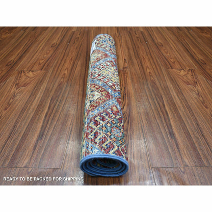 2'X3'2" Colorful Hand Knotted Afghan Super Kazak Ghazni Wool Mat Rug