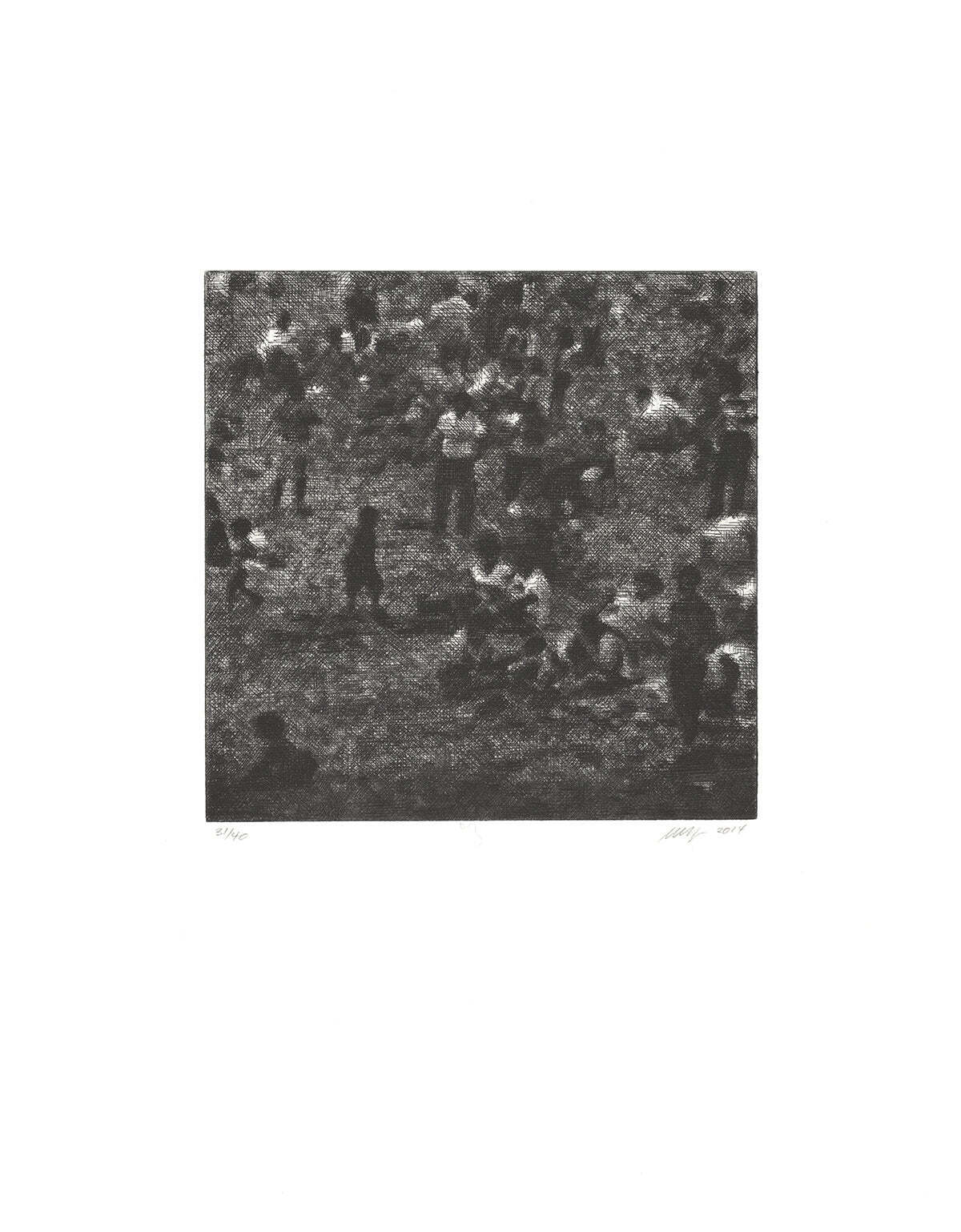 Wayne Gonzales Park Signed " Etching Contemporary