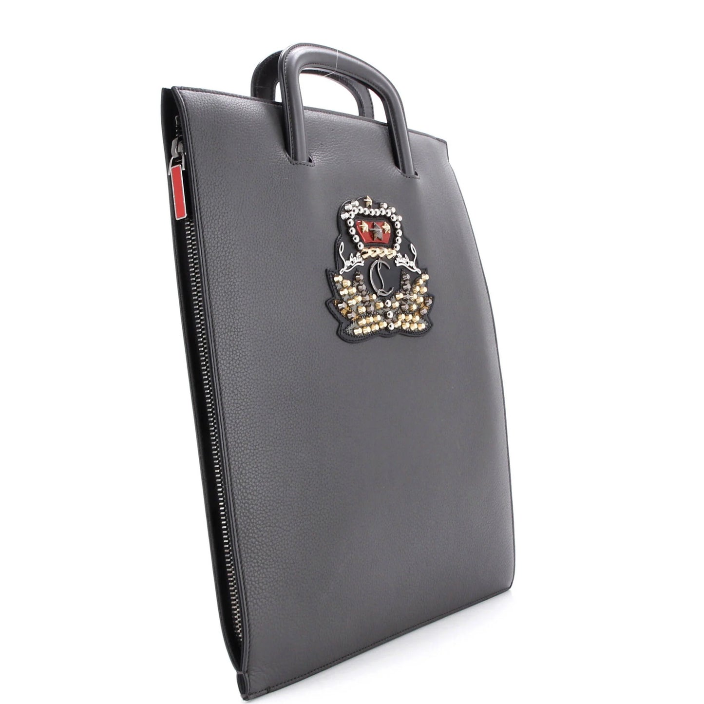 Christian Louboutin Trictrac Portfolio Bag Embroidered Studded Leather Large