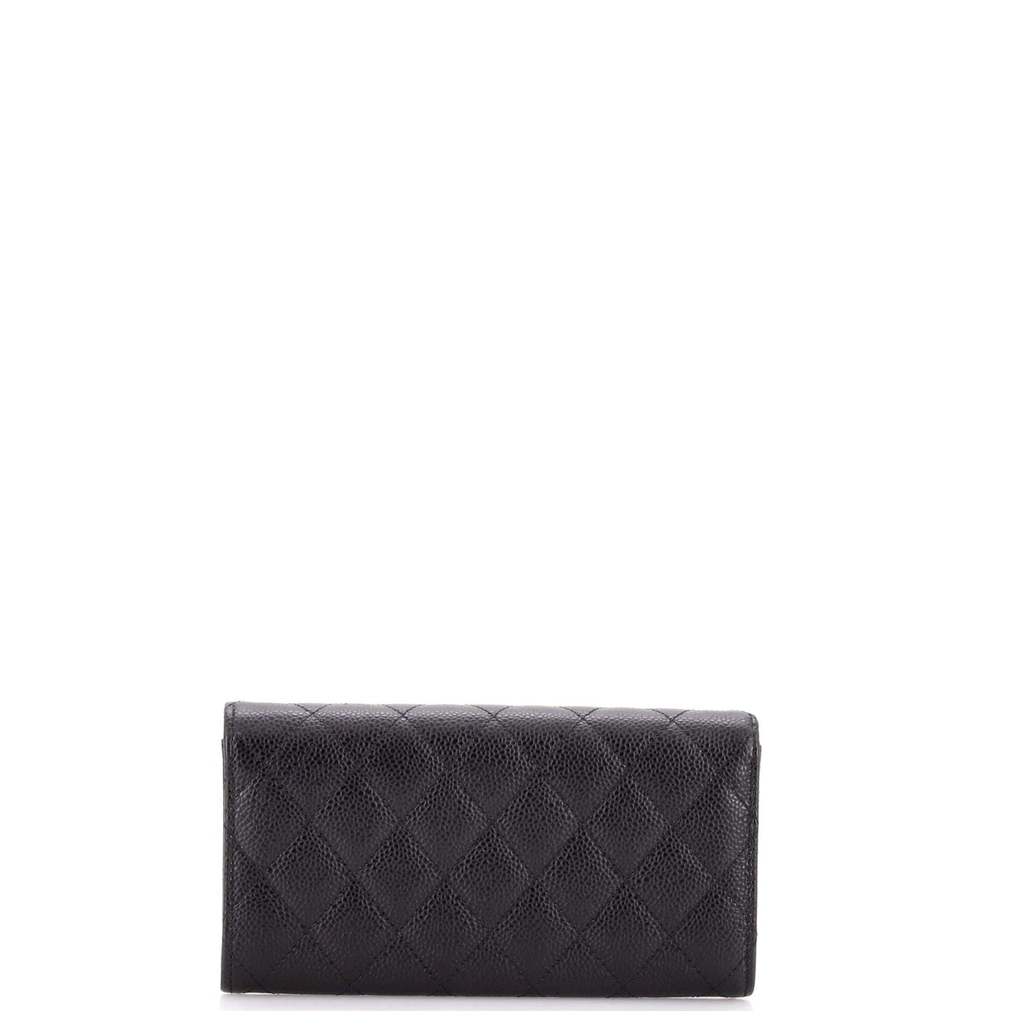 Chanel Cc Gusset Classic Flap Wallet Quilted Caviar Long
