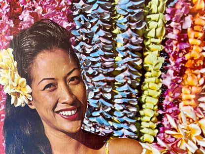 Original Vintage Poster United Airlines Hawaii Hawaiian Lei Beautiful Girl
