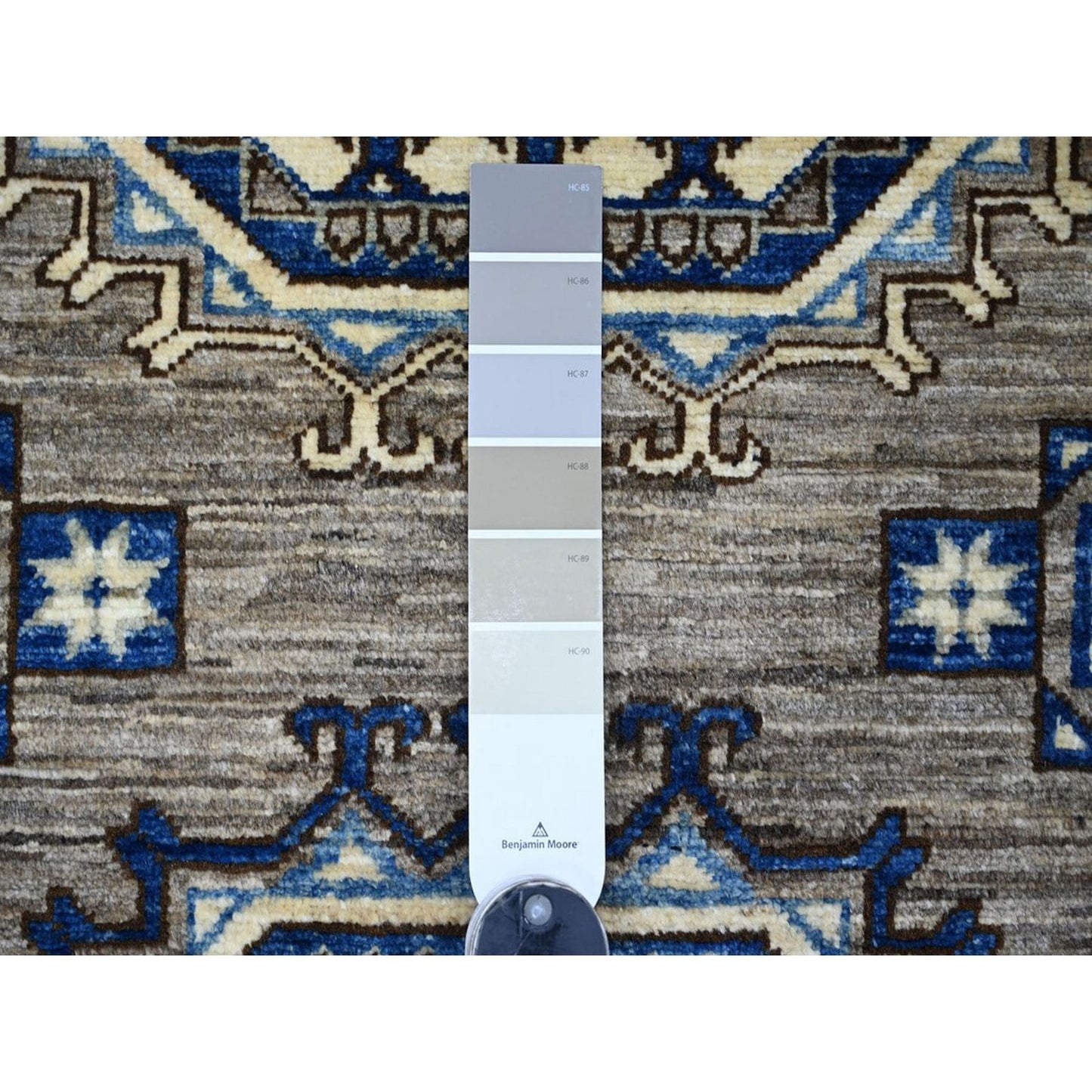 3'3"x4'10" Gray Hand Knotted Afghan Ersari Elephant Feet Design Wool Rug