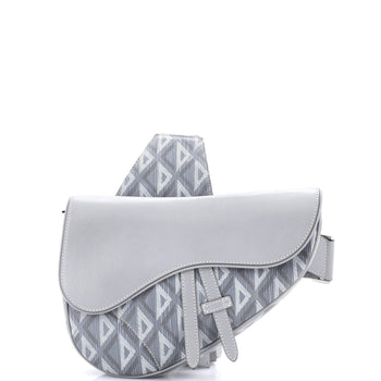 Christian Dior Saddle Crossbody Bag Cd Diamond Coated Canvas And Leather