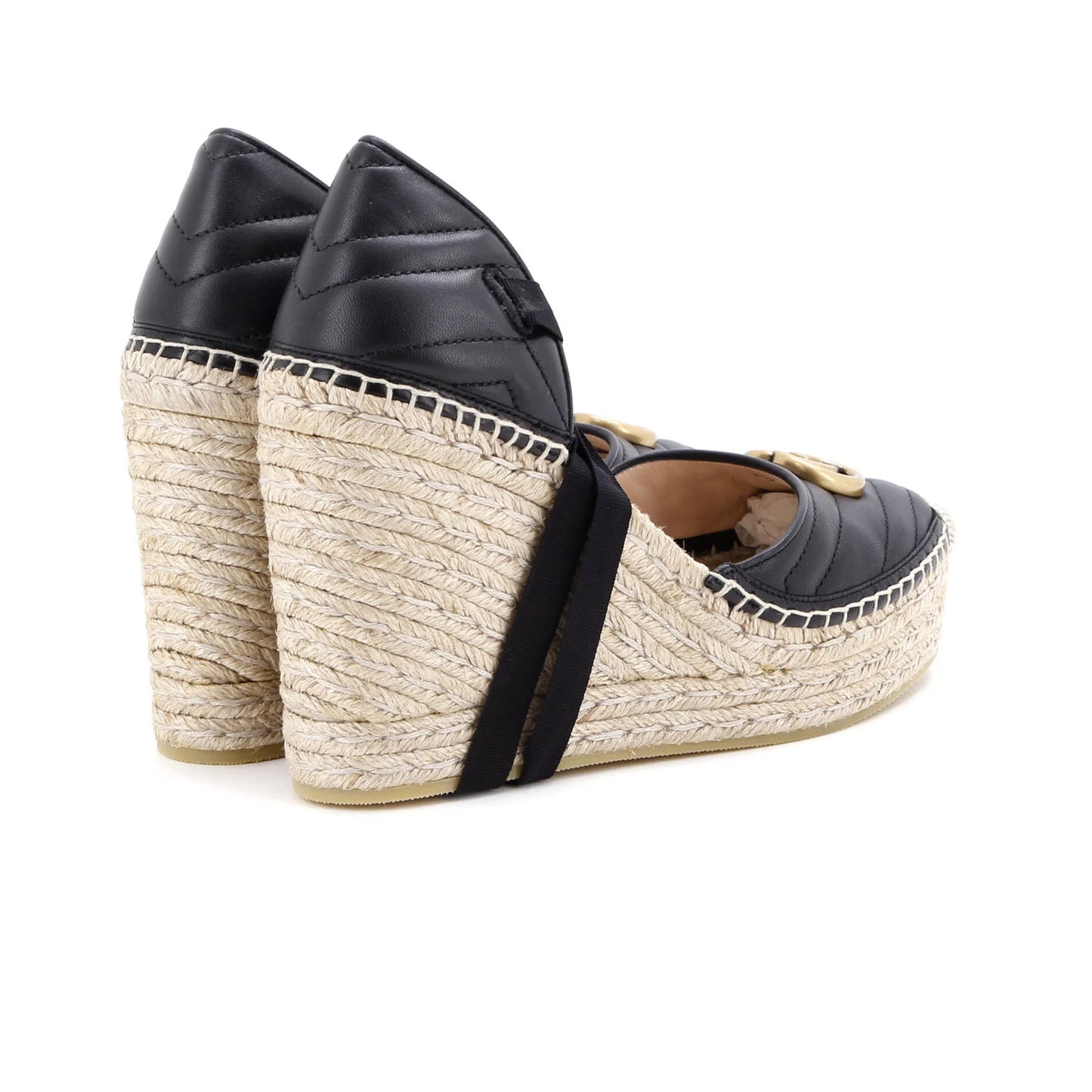 Gucci Women'S Gg Marmont Wedge Espadrilles Matelasse Leather